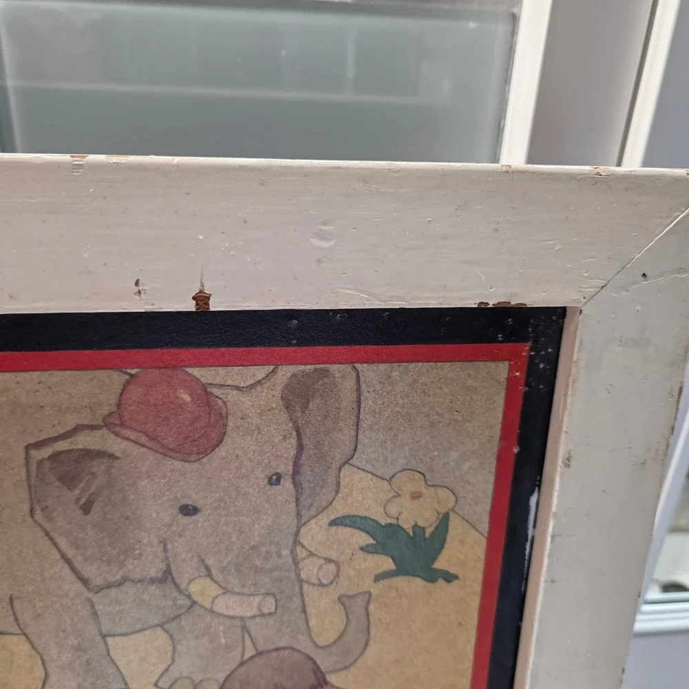 Vintage Ruth Kreps Nursery Art Framed Print Animals Storybook Children 26x26